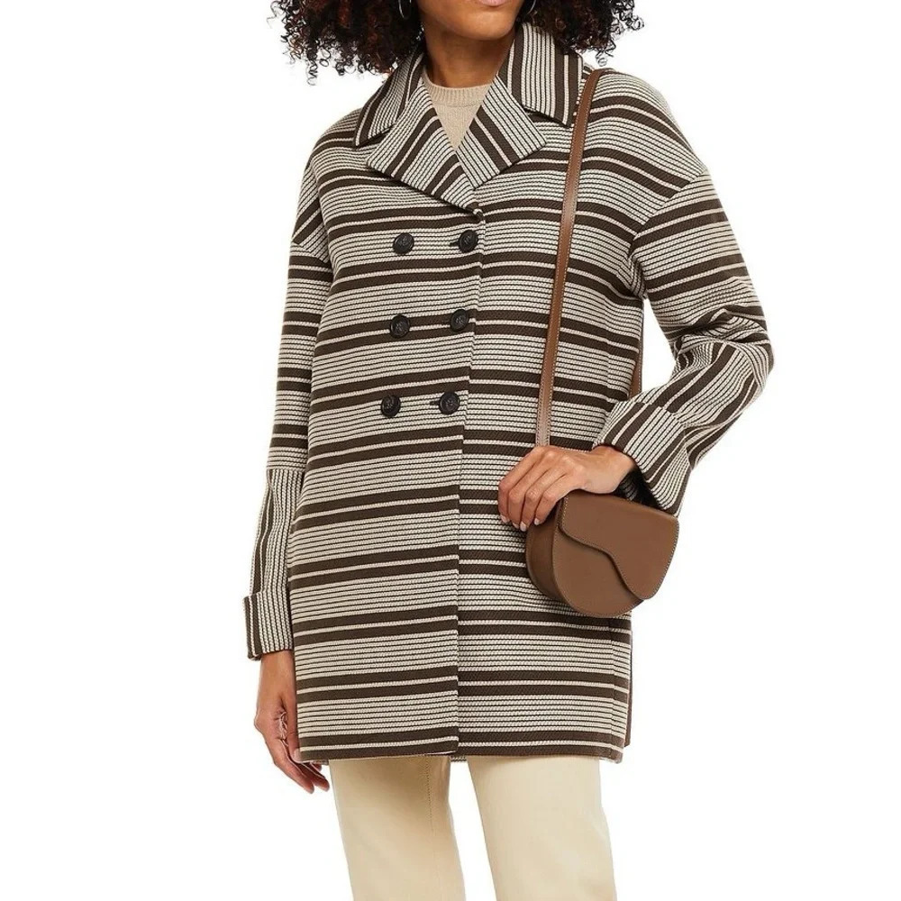 A.P.C. Double breasted tweed stripe fall jacket coat button blazer